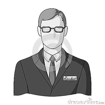 Male realtor.Realtor single icon in monochrome style vector symbol stock illustration web. Vector Illustration