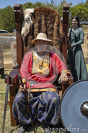 Male In Replica Viking Costume At Medieval Re-Enactment Fair Editorial Stock Photo