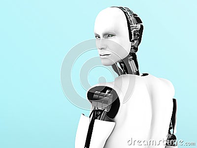 Male robot back view nr 2. Stock Photo