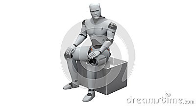 Male robot Sitting Stock Photo