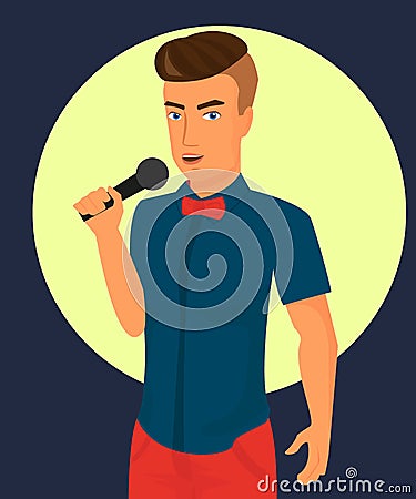 Male rock singer with microphone Vector Illustration