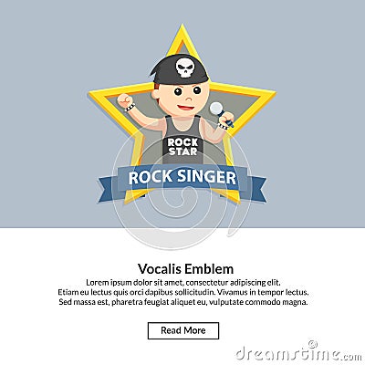 Male rock vocalis cool emblem Vector Illustration