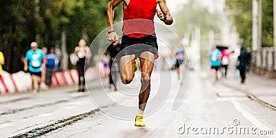 male runner leader running marathon race Stock Photo