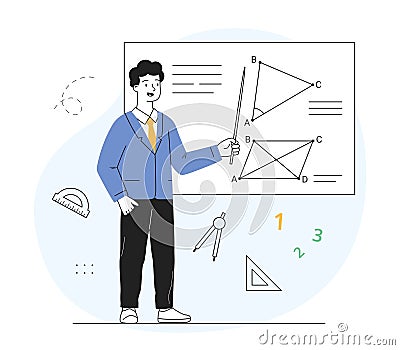 Male school geometry teacher Vector Illustration