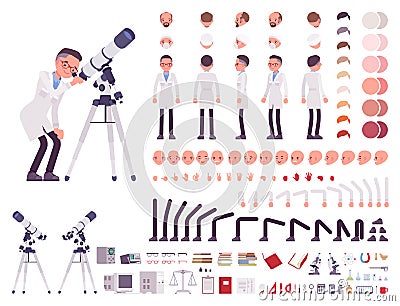 Male scientist character creation set Vector Illustration