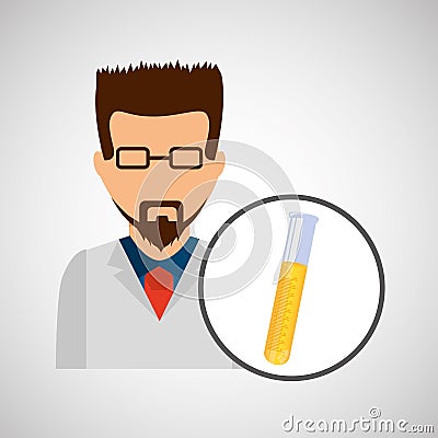 Male scientist laboratory icon test tube Vector Illustration