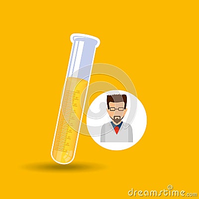 Male scientist laboratory icon test tube Vector Illustration