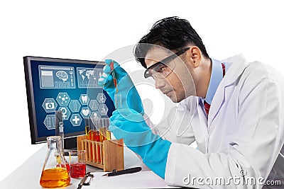 Male scientist student doing research Stock Photo