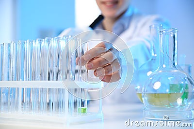 Male scientist working in chemistry laboratory Stock Photo