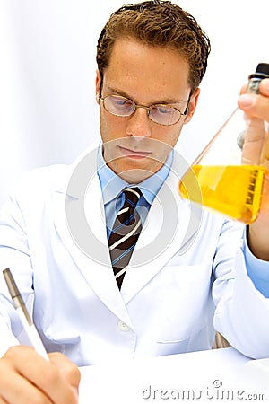 Male Scientist working in a Lab Stock Photo