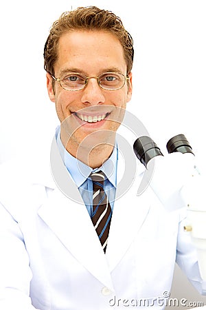 Male Scientist working in a Lab Stock Photo