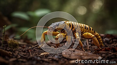 male scorpion as it walks through the forest Stock Photo