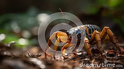 male scorpion as it walks through the forest Stock Photo