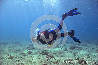 Male scuba diver Stock Photo