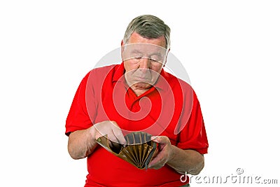 Male senior with empty wallet Stock Photo