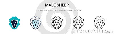 Male sheep icon in filled, thin line, outline and stroke style. Vector illustration of two colored and black male sheep vector Vector Illustration