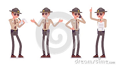 Male sheriff standing and working Vector Illustration