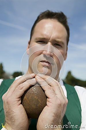 Male Shot Putter Stock Photo