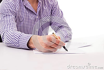 Male signature of the document Stock Photo