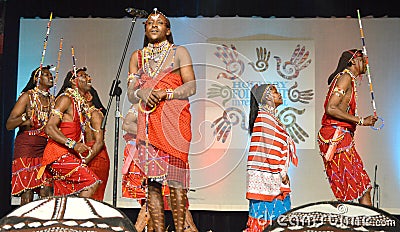 Male Singer and Dancers From Kenya Editorial Stock Photo