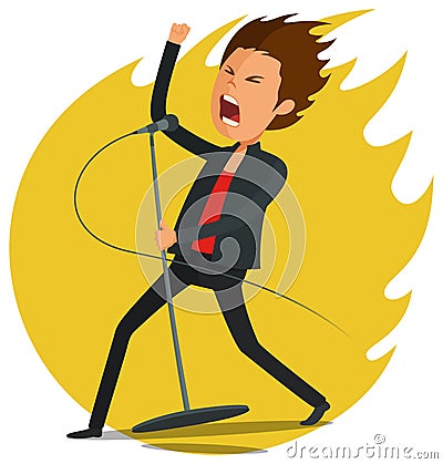 Male Singer singing Vector Illustration