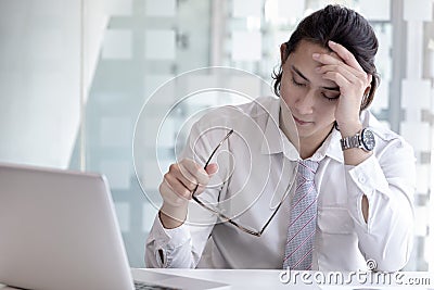 Male staffers are disappointed by the mistakes made Stock Photo