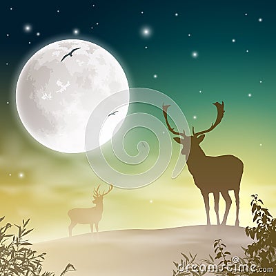 Male Stag Deer Vector Illustration