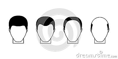 Male stage of baldness, alopecia top view. Hair loss problem of male. Hair fall. Vector flat illustration Vector Illustration