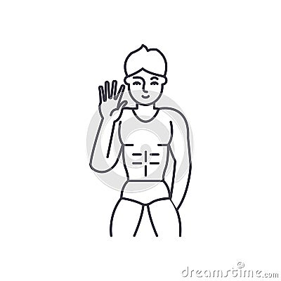 Male striptease line icon concept. Male striptease vector linear illustration, symbol, sign Vector Illustration