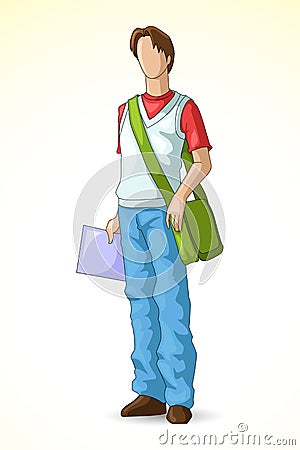 Male Student Vector Illustration