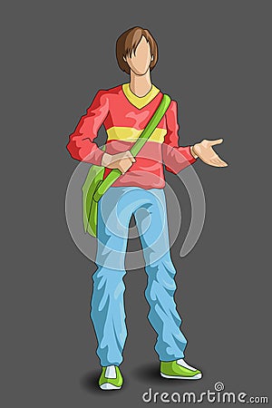 Male Student Vector Illustration