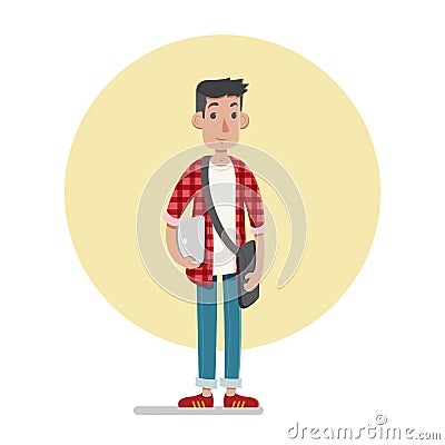 Male Student Vector Illustration