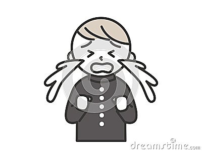 A male student crying with a lot of tears Cartoon Illustration