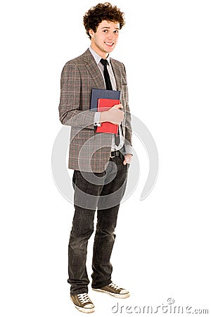 Male student holding books Stock Photo