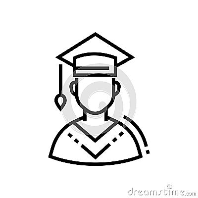 Male student - line design single isolated icon Vector Illustration