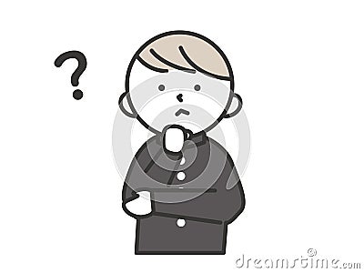 A male student with a question mark on his head and a questioning expression Cartoon Illustration