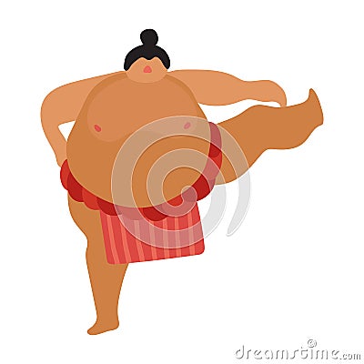 Flat Sumo Wrestler Vector Illustration