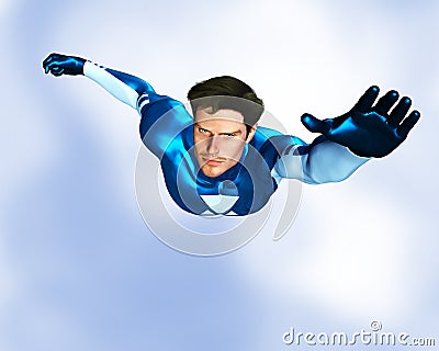 Male Superhero flying Stock Photo