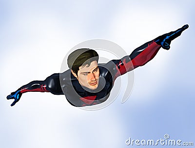 Male Superhero flying Stock Photo