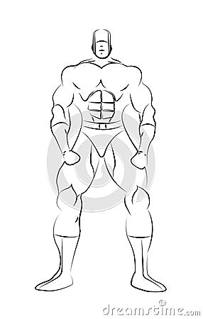 Male Superhero Line Drawing Template Stock Photo