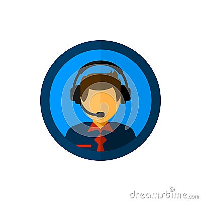 Male support service / customer care / customer service / administrator silhouette icon. Circle icon. Stock Photo