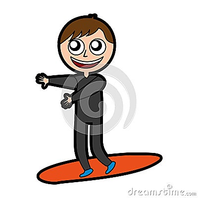 Male surfer avatar character Vector Illustration