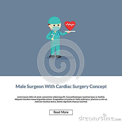 Male surgeon with cardiac surgery concept Vector Illustration