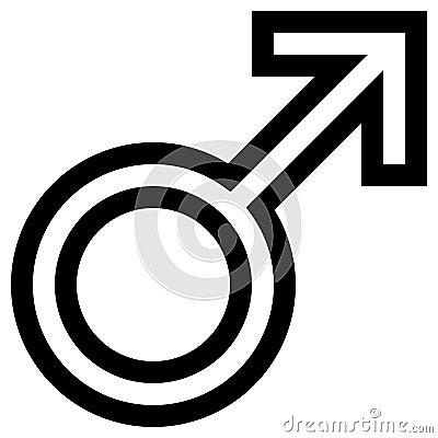 Male symbol icon - black outlined, isolated - vector Vector Illustration