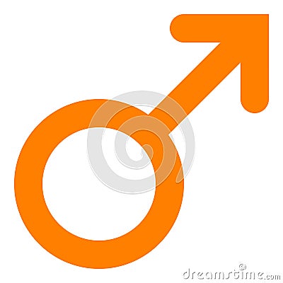 Male symbol icon - orange rounded, isolated - vector Vector Illustration