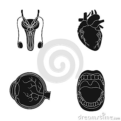 Male system, heart, eyeball, oral cavity. Organs set collection icons in black style vector symbol stock illustration Vector Illustration
