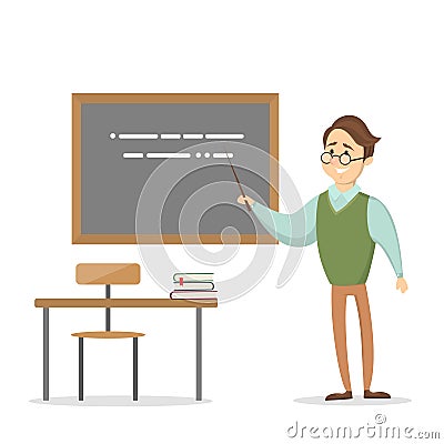 Male techer at class. Vector Illustration