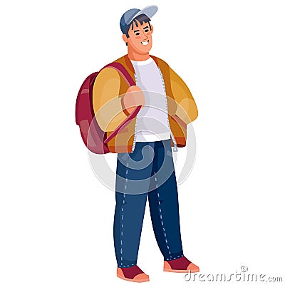 Male teenager flat vector illustration. Vector Illustration