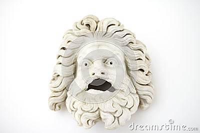 Male theatrical mask first century A.D. Classic roman greek sculpture. Editorial Stock Photo