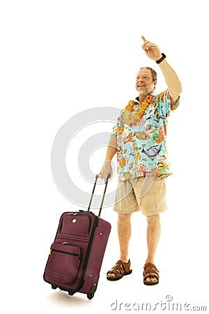 Male traveller hailing a taxi Stock Photo